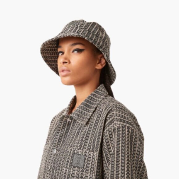 NEW! NWT! Marc Jacobs The Monogram Jacquard Bucket Hat -Beige Multi - Picture 2 of 5
